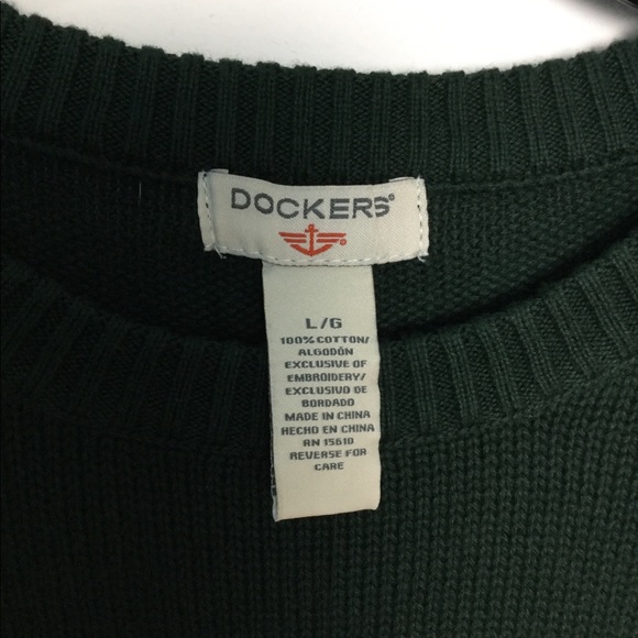 Dockers L Holiday Snow Green Crewneck Sweater NWT - Picture 4 of 8